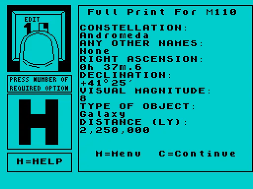 The Messier Catalogue — ZX Spectrum