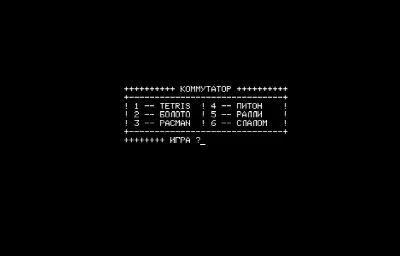 Тетрис, Болото, Pacman, Питон, Ралли, Слалом — Радио-86РК