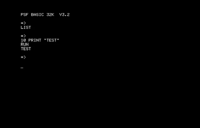 Бейсик PSF BASIC 32K V3.2 — Радио-86РК — скриншот