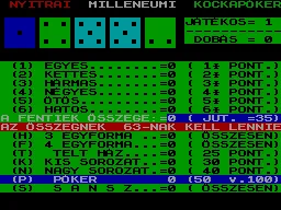 Kockapoker — ZX Spectrum — скриншот