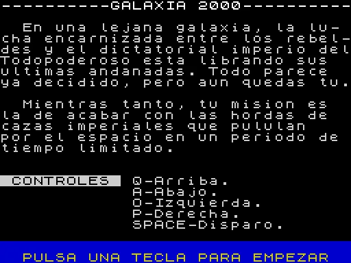 Galaxia 2000 — ZX Spectrum — скриншот