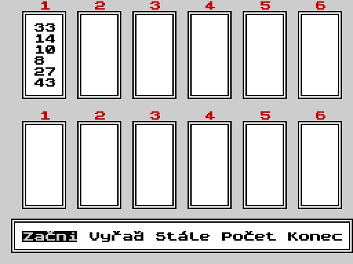 Sportka — ZX Spectrum — скриншот