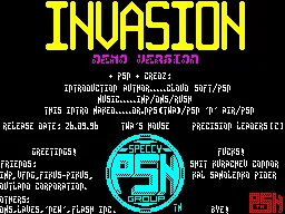 Invasion — ZX Spectrum — скриншот