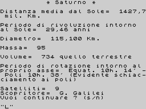Pianeti — ZX Spectrum — скриншот