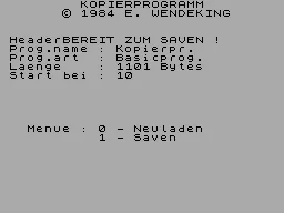 Kopierprogramm — ZX Spectrum — скриншот