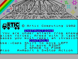 Invaders — ZX Spectrum — скриншот