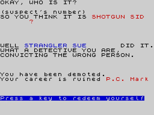 Detective — ZX Spectrum — скриншот