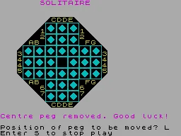 Solitaire — ZX Spectrum — скриншот