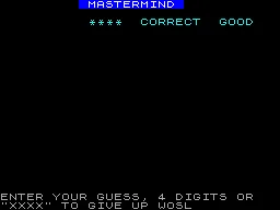 Mastermind — ZX Spectrum — скриншот