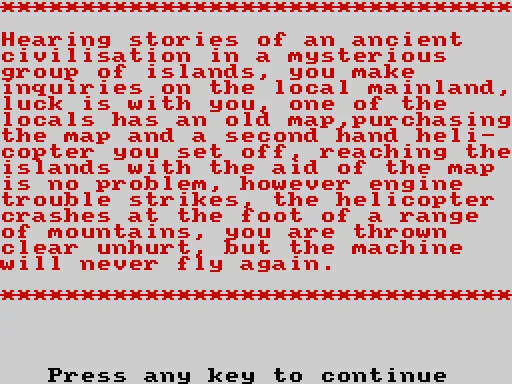 The Lost City — ZX Spectrum — скриншот