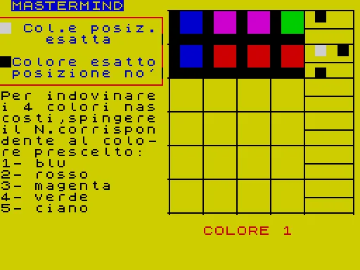Mastermind — ZX Spectrum — скриншот