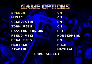 NFL Sports Talk Football '93 Starring Joe Montana (USA, Europe) (Rev A) — Sega Mega Drive — скриншот