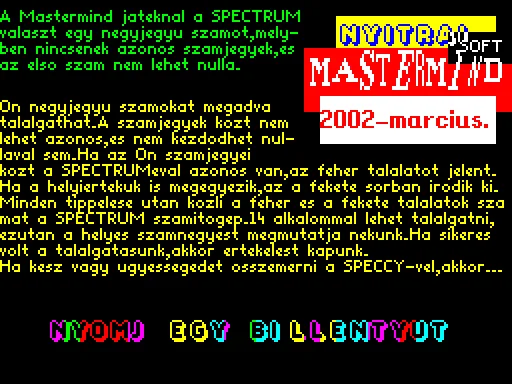 Mastermind — ZX Spectrum — скриншот
