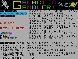 Galactic Gambler — ZX Spectrum — скриншот