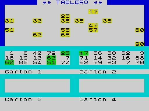 Bingo — ZX Spectrum — скриншот