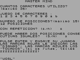 Mastermind — ZX Spectrum — скриншот
