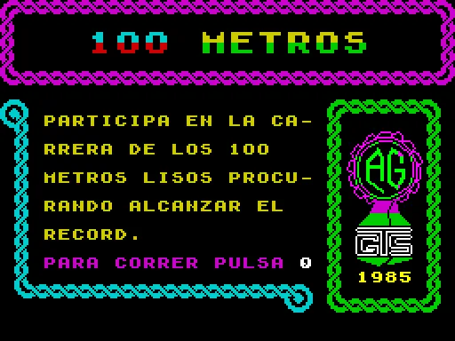 100 Metros — ZX Spectrum — скриншот