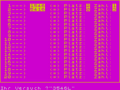 Mastermind — ZX Spectrum — скриншот