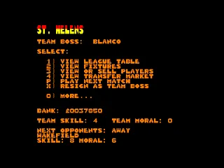 Rugby Boss — Amstrad CPC — скриншот