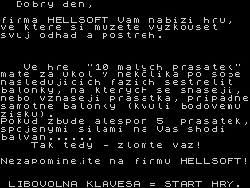 10 malých prasátek — ZX Spectrum — скриншот