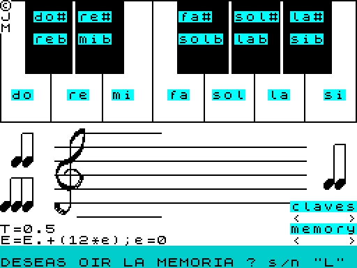 Piano Electronico — ZX Spectrum — скриншот