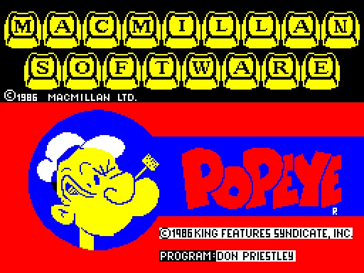 Popeye — ZX Spectrum — скриншот