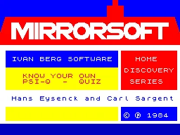 Know Your Own Psi-Q — ZX Spectrum — скриншот