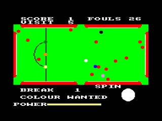 Steve Davis Snooker — Amstrad CPC — скриншот
