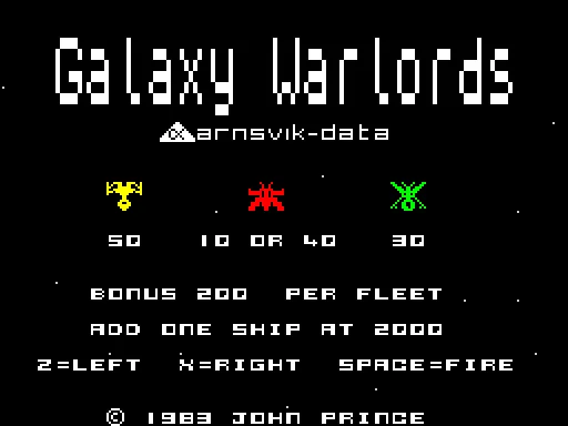 Galaxy Warlords + Squirmy Wormy — ZX Spectrum — скриншот