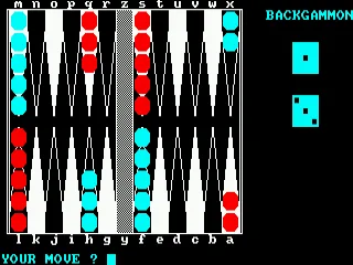 Backgammon — Amstrad CPC — скриншот
