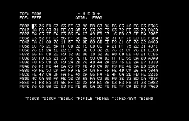 Редактор памяти HED — Радио-86РК — скриншот