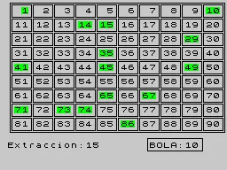 Bingo — ZX Spectrum — скриншот