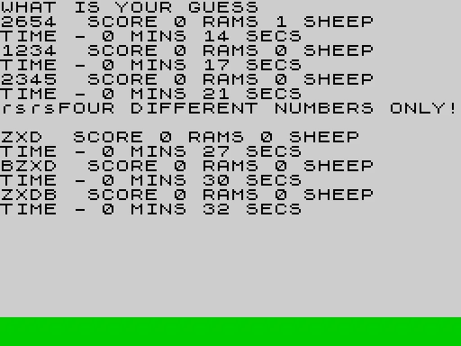 Mastermind — ZX Spectrum — скриншот
