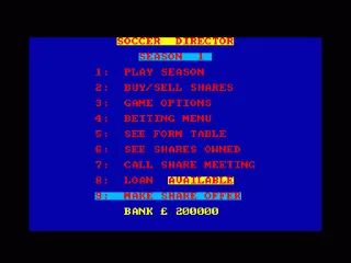 Soccer Director — Amstrad CPC — скриншот