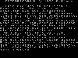 Kopierprogramm — ZX Spectrum — скриншот